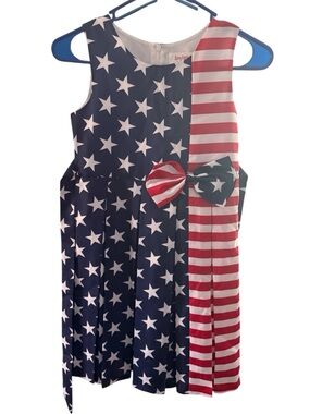 Girls' Red, White & Blue Stars & Stripes Bow-Accent Dress